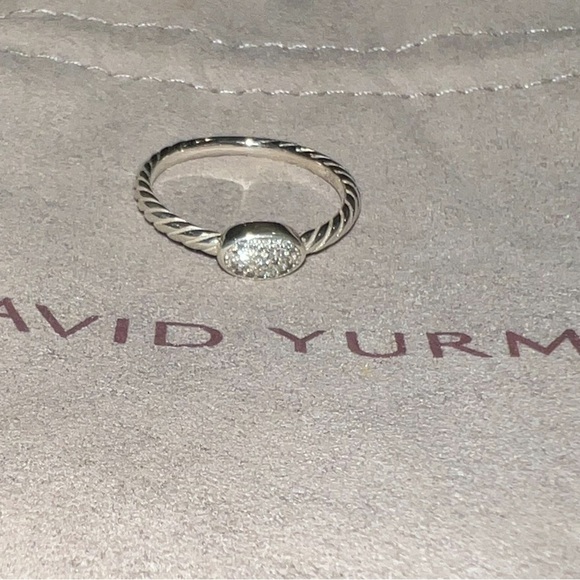 David Yurman Cable Collectibles Oval Stack Ring Sterling Silver Pavé Diamonds - Picture 9 of 15